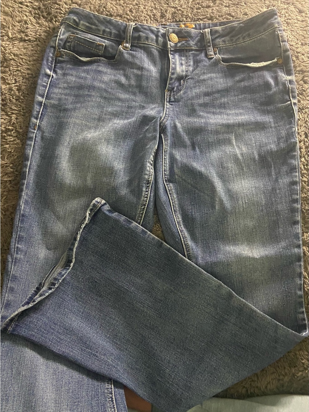 Seven7 Women's Blue Flare Jeans - Mid Wash
